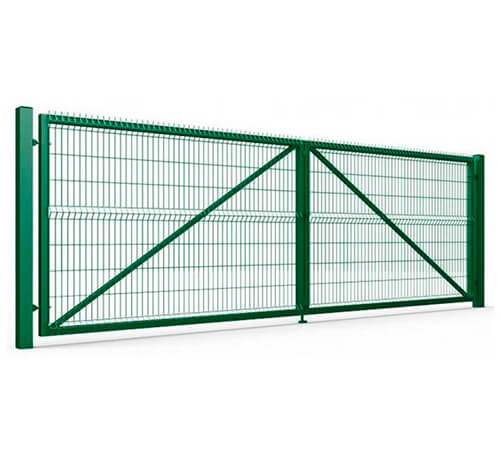 Ворота распашные 4000*2000 мм (с навесами) RAL 6005 Зеленый мох
